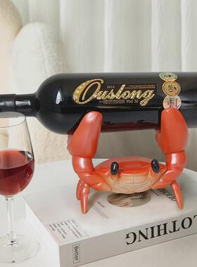 红酒架摆件螃蟹创意家居高档客厅轻奢玄关电视柜酒柜装饰品摆设