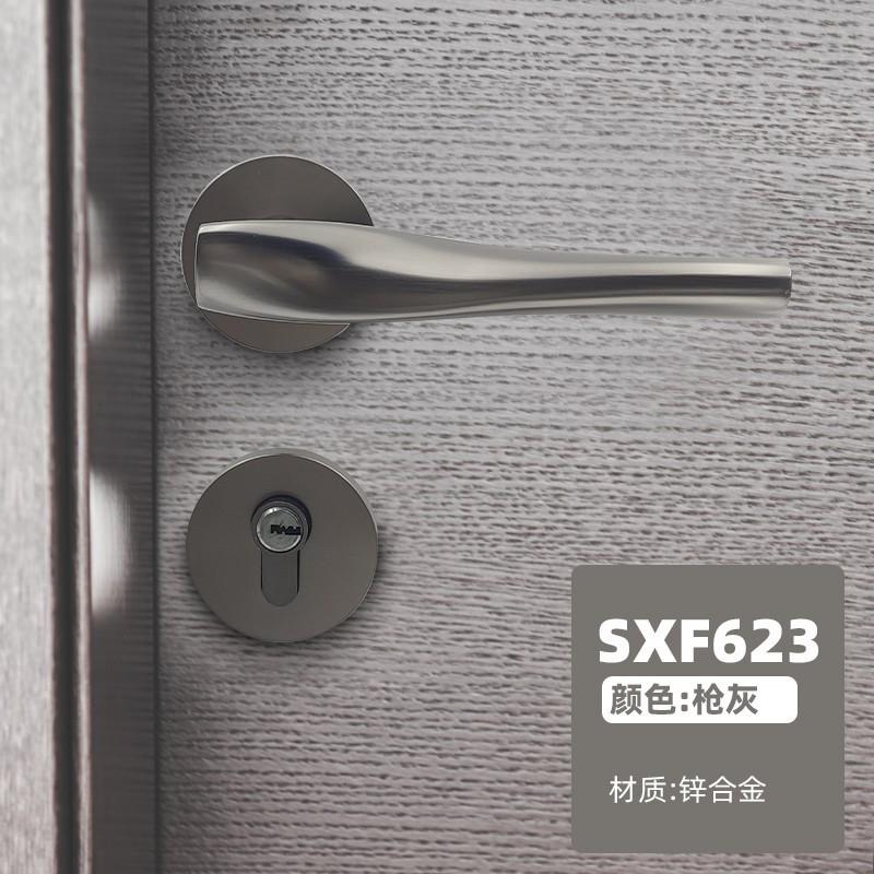 欧式轻奢门锁静音室内房门分体锌合金磁吸卧室把手执手锁黑色锁具