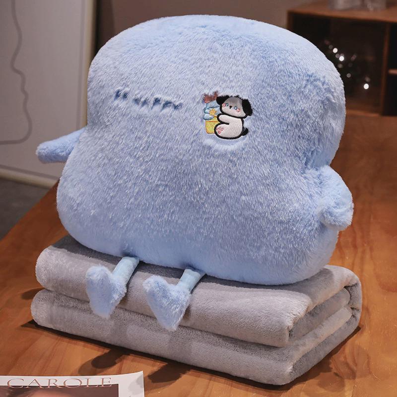 毛绒抱枕新款兔秋冬毯抱枕被子两用三合一抱枕毯子可插手睡觉抱枕