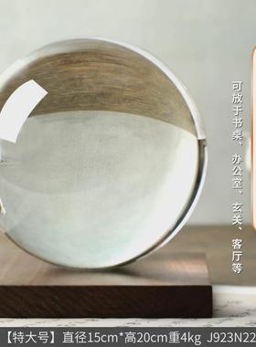 黄色水晶球摆件透明全玻璃球白紫红粉色家居装饰品客厅开业小新款