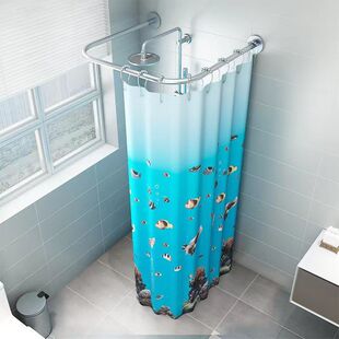 u型浴帘杆免打孔弧形浴帘u澡防水帘全封闭卫生间浴帘