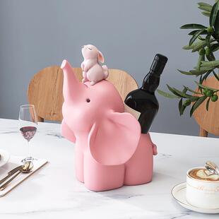 奶油小象红酒架摆件轻奢大气客厅餐桌酒柜装饰品酒托乔迁新居礼品