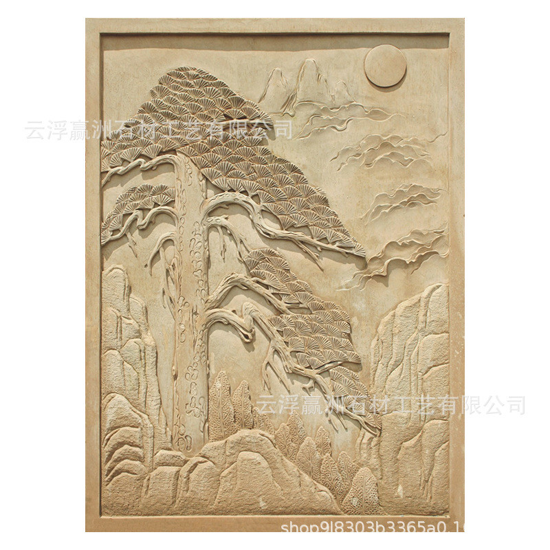花开富贵浮雕米拼花刀黄水制作石材浮雕壁画人物浮雕石材浮雕