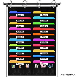 门后文件挂袋壁挂式文件收纳袋20标签有透明口袋窗办公室文件袋