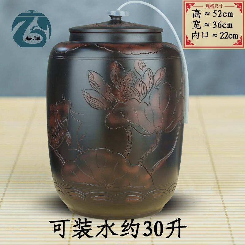 Q683储水桶陶瓷家用老式蓄水缸带盖装纯净水罐养水大码茶台泡茶抽