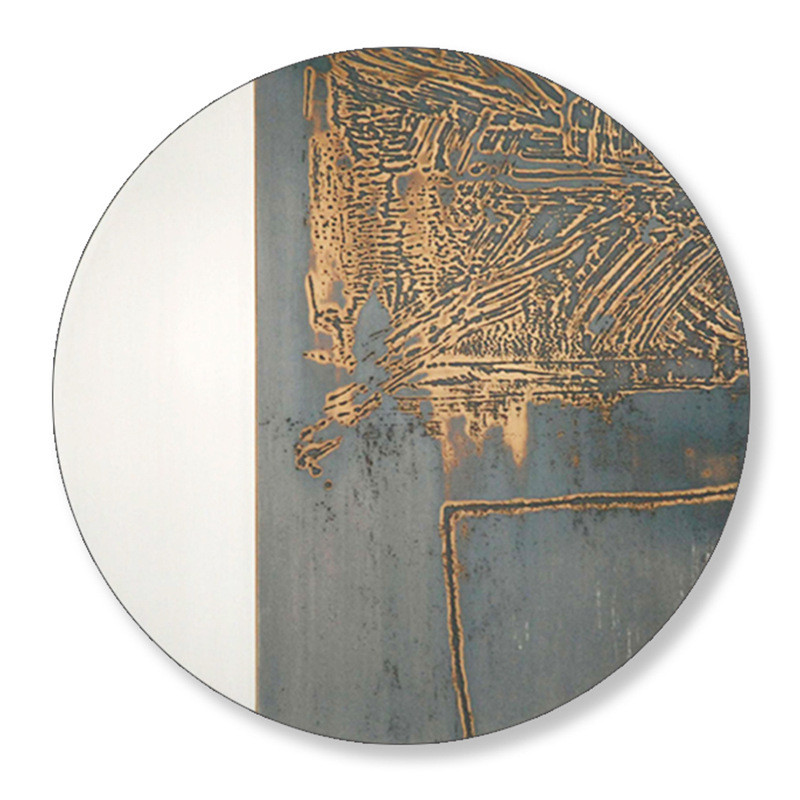 画3d立体浮雕入户玄关装饰画新中式肌理圆形客厅挂画手绘油画