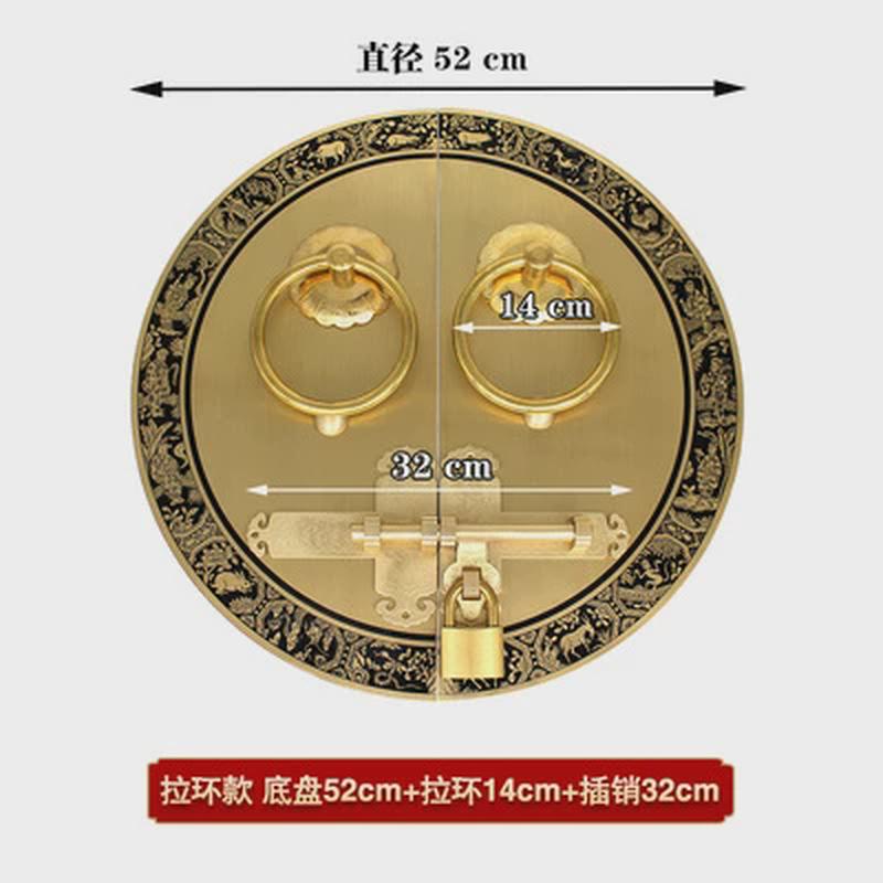 中式仿古实木大门复古门栓门闩门环别墅庭院黄铜辅首门锁插销把手