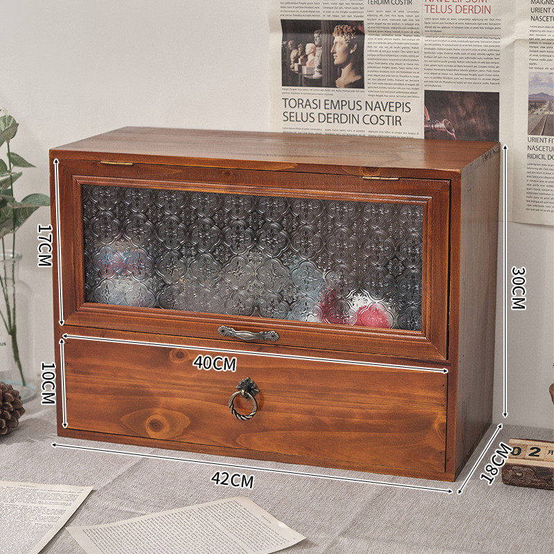 f7de批发架子置物架桌面茶具收纳盒水杯展示柜实木制复古抽屉式防