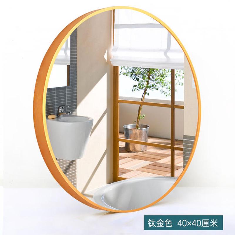 7l8k浴室镜子带置物架卫生间免打孔洗手自粘化妆贴墙梳圆形玻璃挂