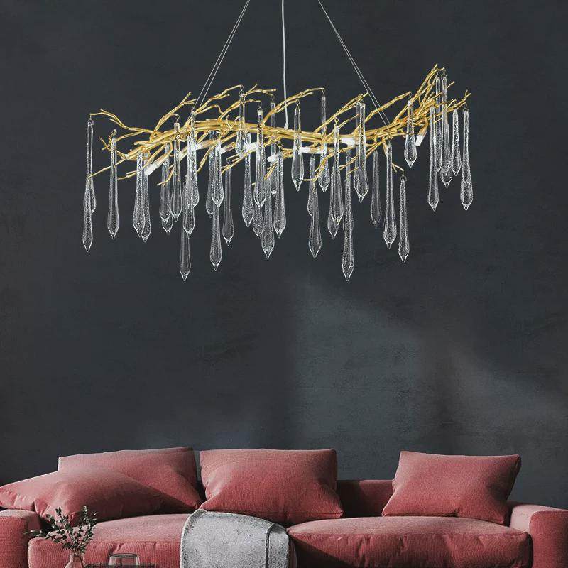 美式轻奢灯大气网红餐厅设计师卧室树枝灯法式客厅后现代水晶吊灯