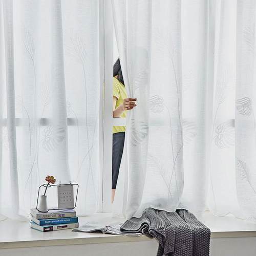 窗纱飘窗卧室客厅阳台透光不透人纱窗帘隔断遮阳帘免打孔网红爆款
