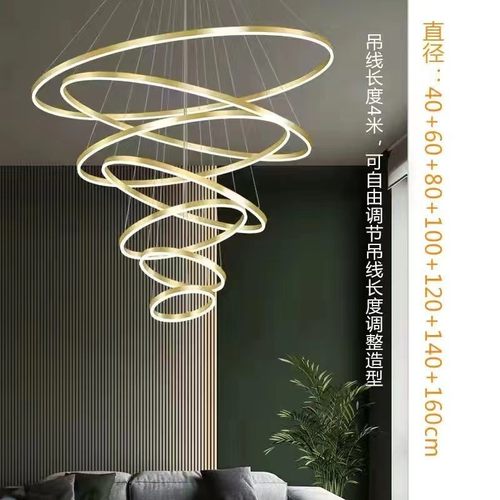 复式楼别墅大吊灯吧台圆环形客厅餐厅灯现代简约卧室北欧led灯具