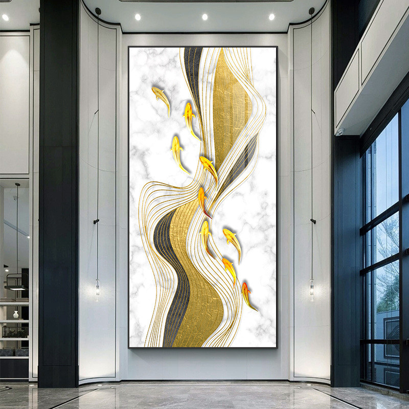 客厅晶瓷画入户烤瓷玄关装饰画轻奢楼梯走廊过道现代简约竖版挂画图片