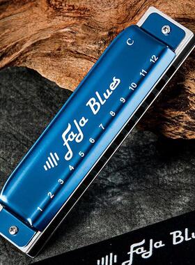 东方鼎FALA布鲁斯口琴12孔金属琴格铝格专业演奏级自带低音4和6