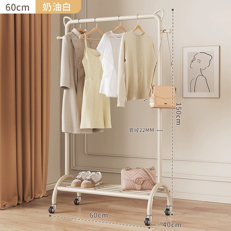 卧室简易晾衣架落地家用折叠轻奢内阳台单杆式晒挂衣服架子衣帽架