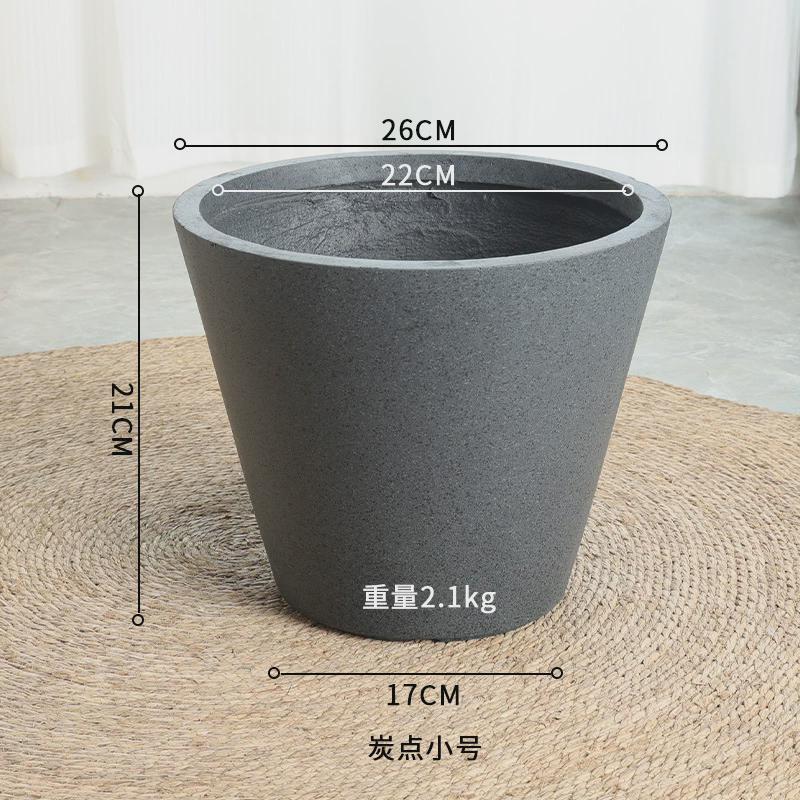 艺术网红镁泥花盆客厅商场花器落地北欧龟背竹绿植盆栽水泥室内外