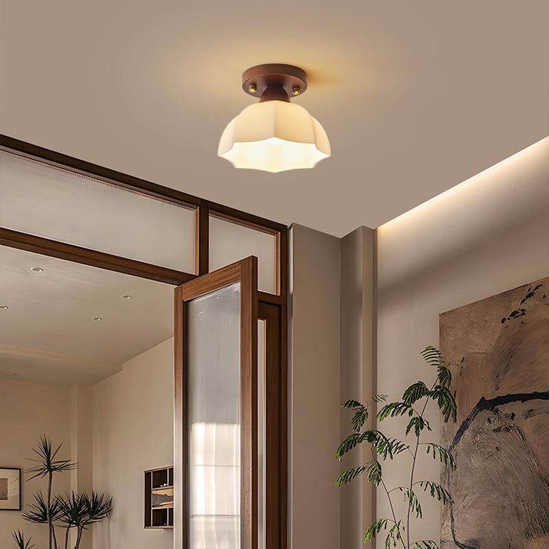 热销中古风氛围感走廊过道灯中式吸顶灯复古入户门前阳台灯中山灯