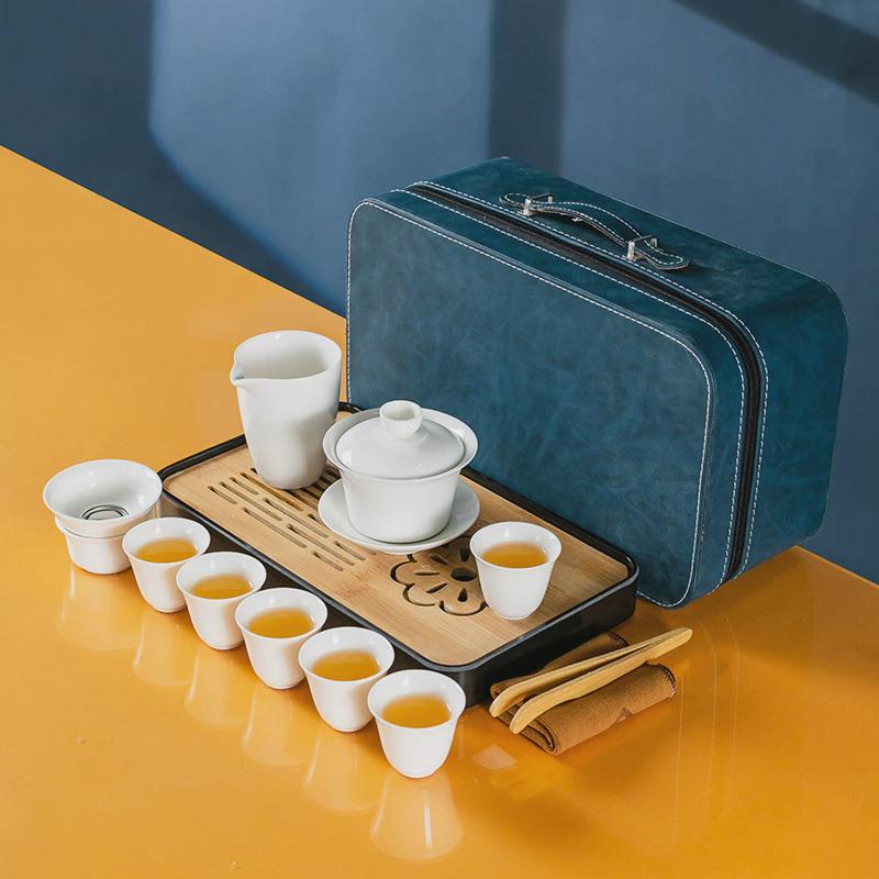 便携式功夫茶具整套旅行茶具套组密按盘茶具收纳包商务茶具礼品