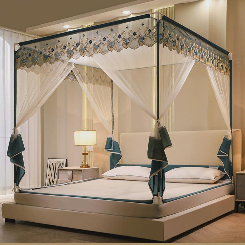 拉链蚊帐全底防摔全封闭三开门坐床加密1.5米加粗支架21.8