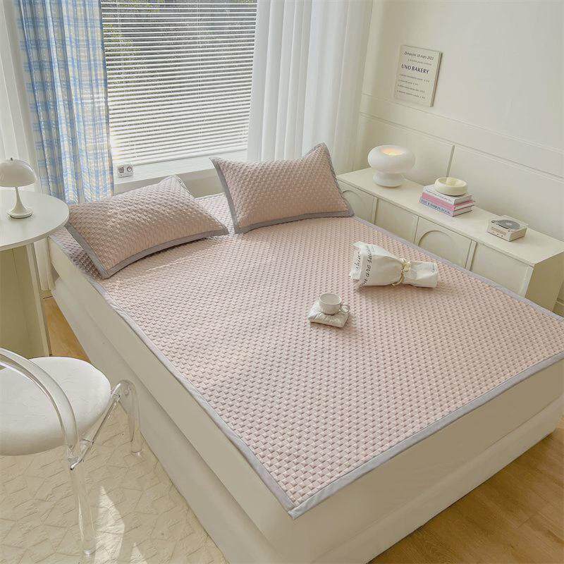 夏季冰丝床套华夫格床笠款夏凉被可机洗防滑全包围凉席四件套通用