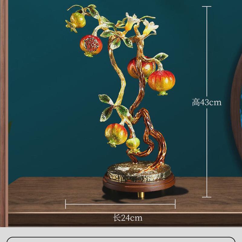 珐琅彩多籽多福工艺品摆件石榴摆件家居饰品客厅玄关中式桌面摆