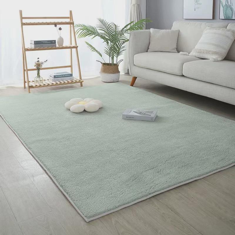 轻奢植绒客厅地垫地毯ins高级家居沙发茶几纯色极简卧室整铺地毯