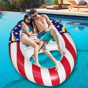 新款成人泳池漂浮物水上漂浮椅充遮阳排泳池气浮躺椅吊床晒黑床
