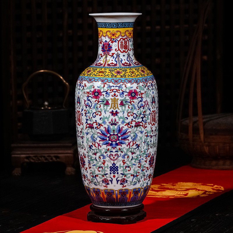 陶瓷器景德镇落地大花瓶插花简欧式客厅现代简约装饰品工艺品摆件