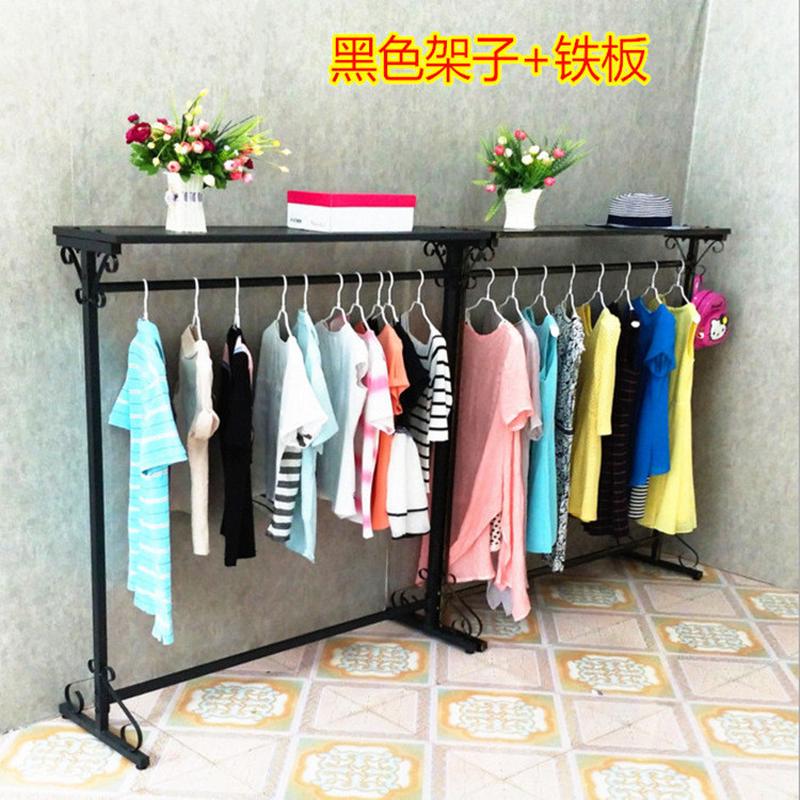 新款铁艺服装架挂衣服架子落地单杠服装店衣架展示架中岛架批