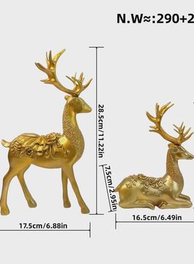 新中式圣诞麋鹿客厅电视柜玄关装饰品摆件创意树脂工艺品节日礼品