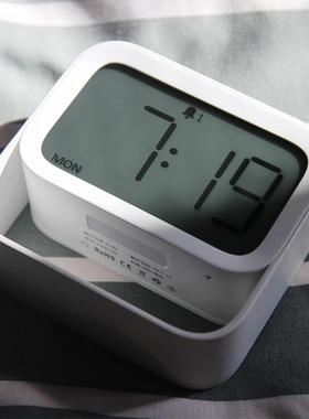 EnterFun小闹钟学生用智能卧室简约北欧时钟夜灯充电式床头闹钟