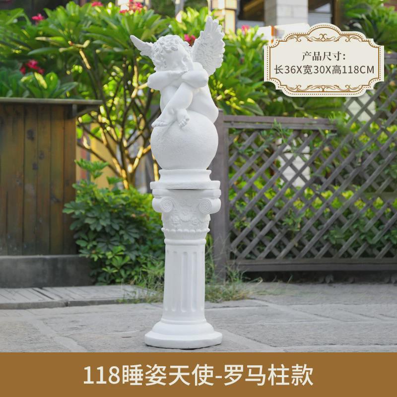 欧式大型复古风喷泉大堂酒店祈祷天使女孩摆件落地装饰品创意雕塑