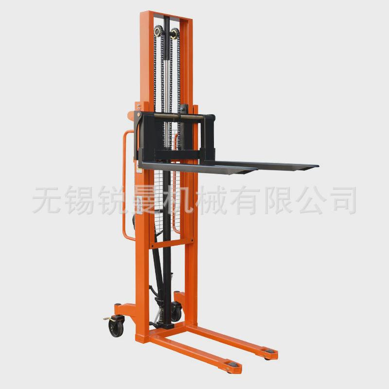 锐励1.5吨重高车手动堆高车液压车升型脚踏升降叉车人力装卸堆高