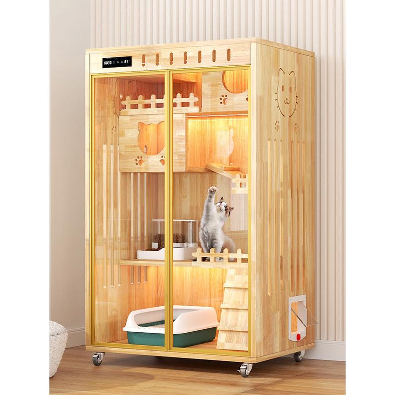 猫别墅笼子家用室内猫窝超大封闭式超大号空间木制室内一体猫咪屋