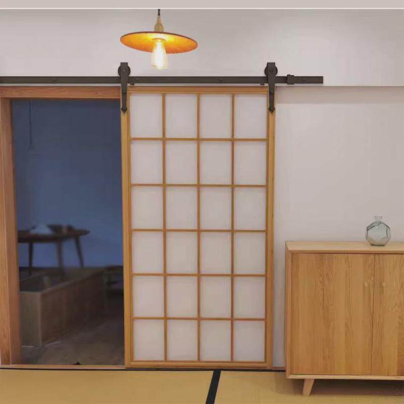 谷仓门日式推拉门吊轨格子门实木隔断原木门窗幽灵门定制中式移门