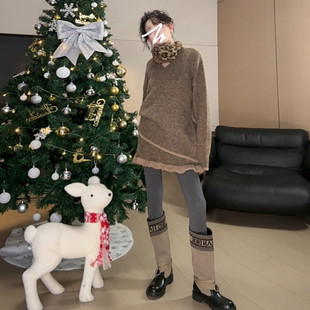 速发高品质灰色毛衣针织连衣裙子女套装秋冬季2025新款韩系搭配一