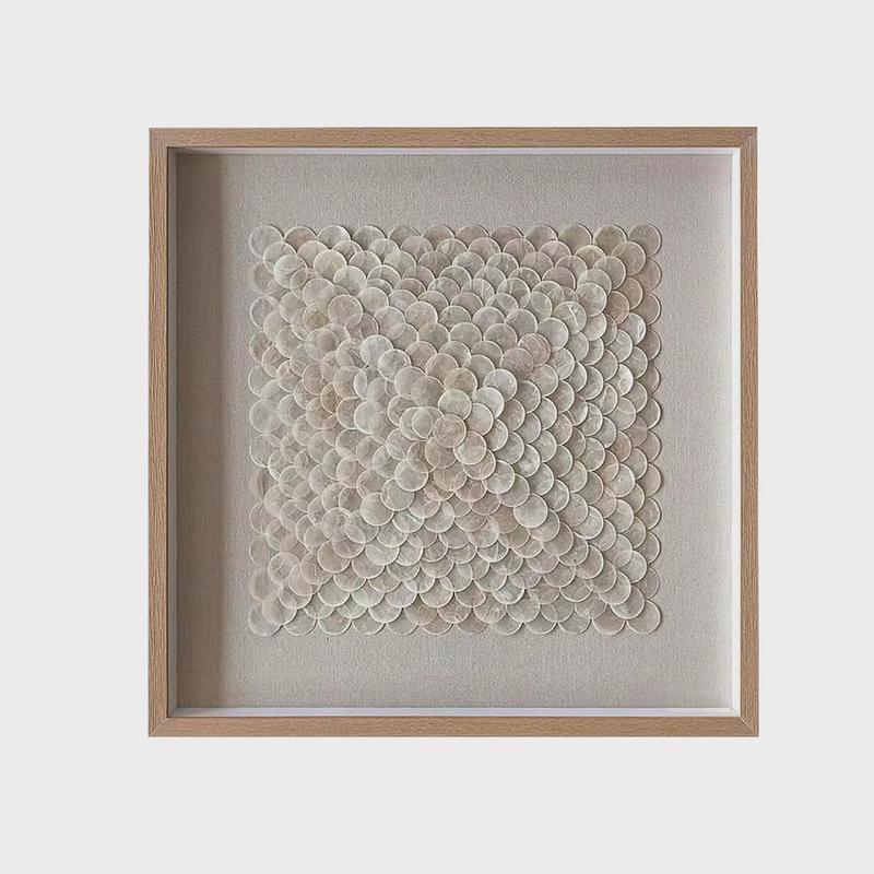 侘寂风天玄关贝壳装饰画然客厅餐厅背景墙挂画纯手工制作高级感画图片