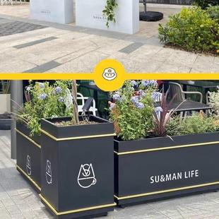 户外铁艺花箱市政围栏售楼部商业街外摆隔断金属不锈钢花槽组合