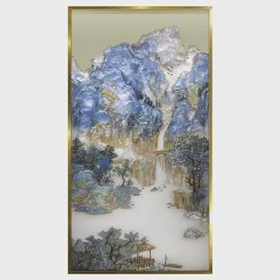 山水画新中式珐琅彩装饰画入户玄关挂画别墅客厅沙发背景墙壁画