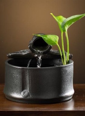 小型鱼缸循环水办公室桌面流水摆件喷泉客厅装饰开业送礼前台