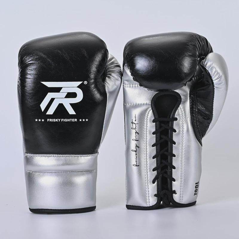 frisky训练系带拳击手套超纤皮拳套成人散打泰拳打沙袋专业拳套