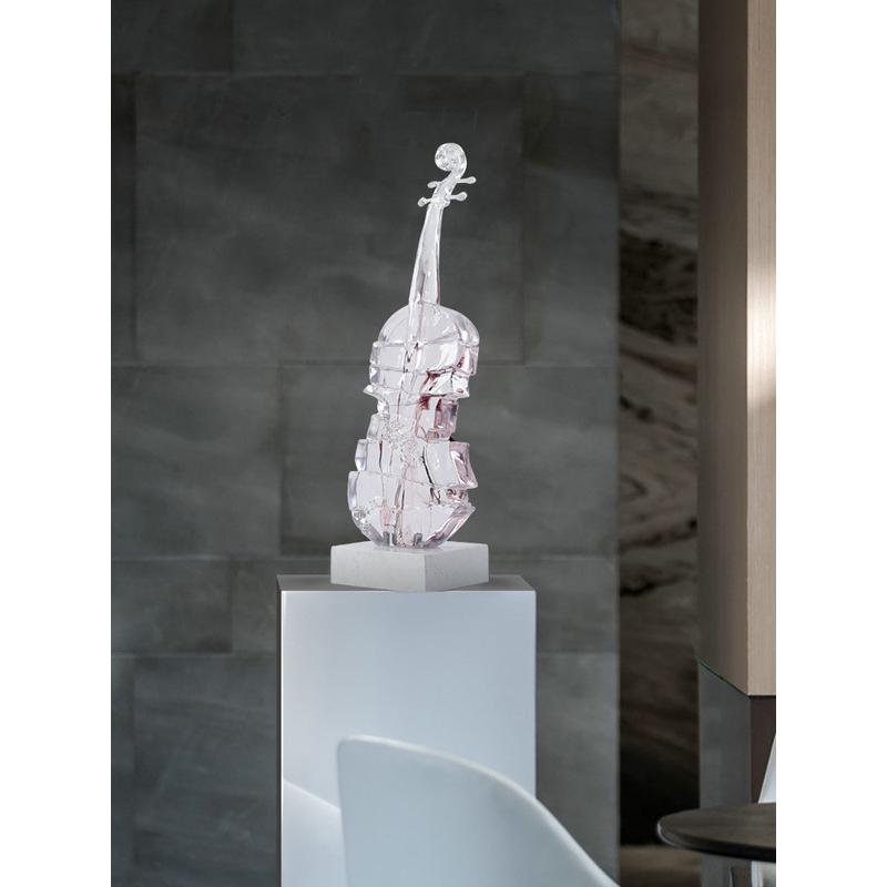 热销1vpr现代轻奢透明水晶小提琴摆件电视柜雕塑玄关工艺品