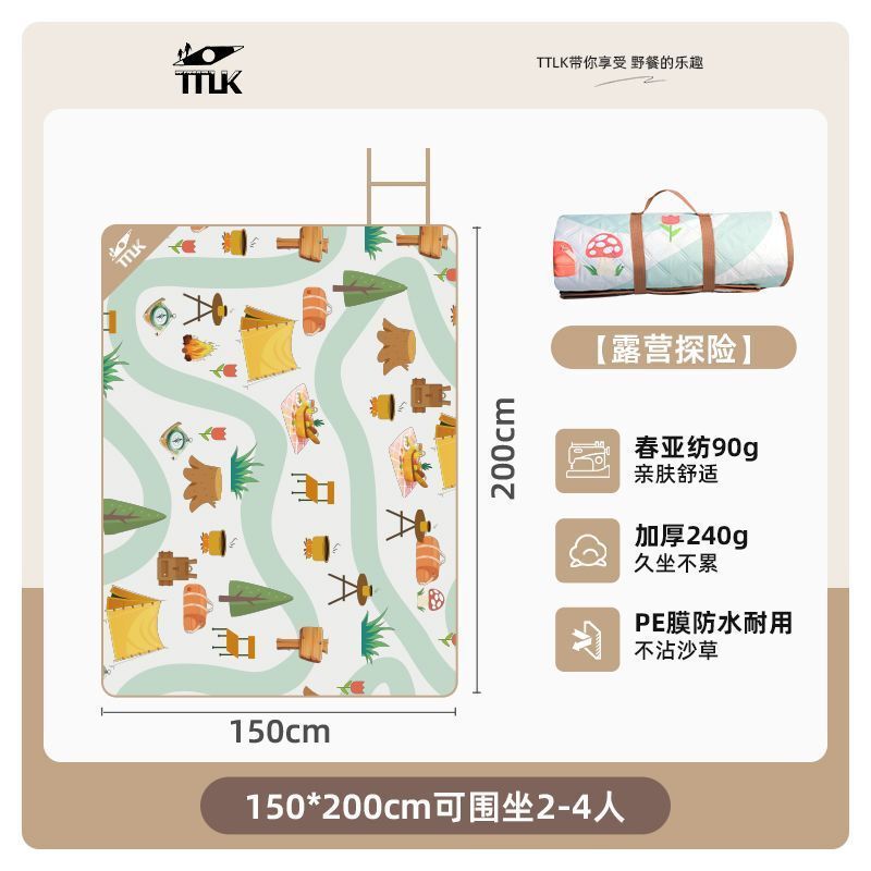 tg6ttlk露营户外地垫野餐垫防潮垫加厚野炊公园草坪便携防水春游