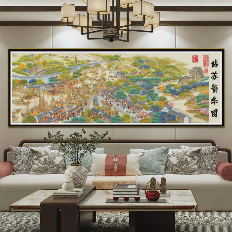 古风风景画十字绣姑苏繁华图客厅人物宫廷古韵线绣新中式中国刺绣