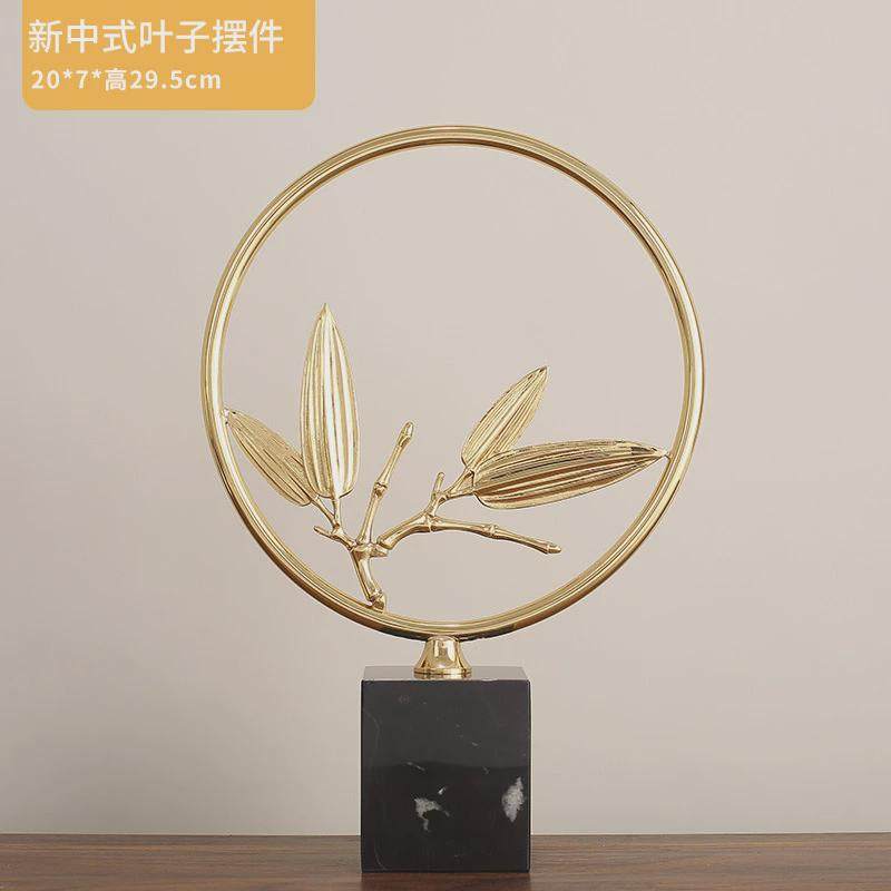 清货新中式纯铜花叶圆形客厅电视柜酒柜摆件家居装饰品黄铜工艺品,家居饰品,装饰摆件,淘宝优惠券,粉丝福利购,淘宝优惠卷