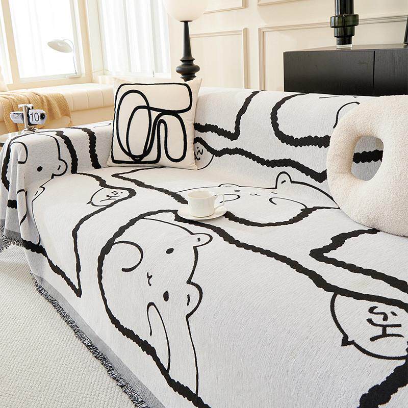 卡通猫抓熊沙发盖布防可爱四季通用沙发垫一体式防滑靠背巾防尘罩,居家布艺,沙发垫,淘宝优惠券,粉丝福利购,淘宝优惠卷