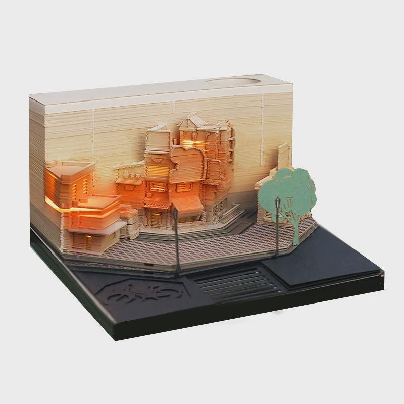 街角3d立体便签本可撕礼品创意纸雕建筑模型便签纸文创办公摆件物