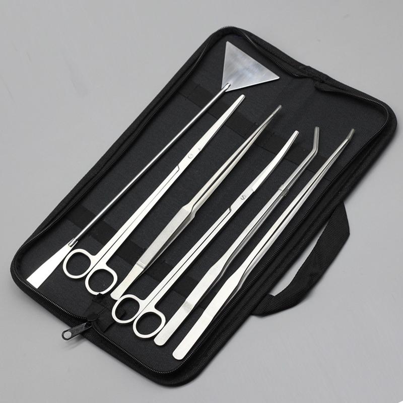 热销鱼缸水族箱清洁件套水草剪,镊子平沙萨水草夹6不锈钢套装工具
