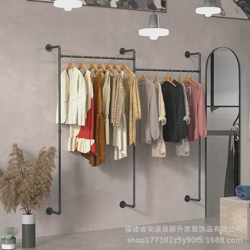 跨境工业管道服装店上墙壁挂式衣架子婚纱店陈列货架水管展示架,收纳整理,置地/升降晾晒衣架,淘宝优惠券,粉丝福利购,淘宝优惠卷