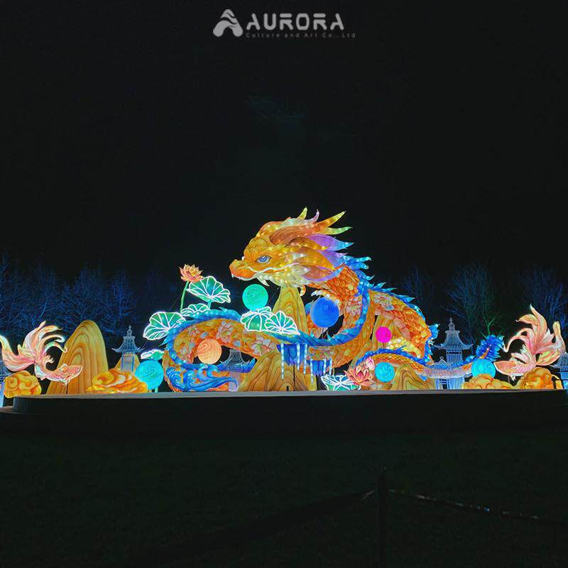 中秋国潮中国龙节日花灯大型国庆自贡彩灯景区商场美陈亮化定制